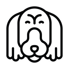 Black outline of a dogs head with big ears