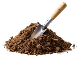 Shovel Digging Dirt Into Pile of Dirt  isolated on White Background ,PNG. AI Generated 