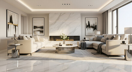 Modern living room with stylish houseplants indoors