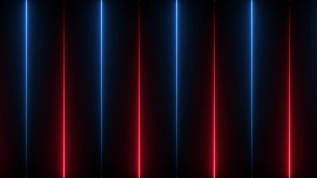 Alternating Red and Blue Vertical Neon Lines Pattern on Black Background Keywords: red, blue, neon, lines, light, glow, vertical, pattern, alternating, multiple, isolated, dark, background