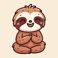 Meditative cartoon sloth mascot smiling