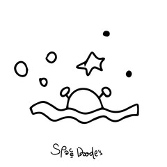 handrawn galaxy space, meteor, star, orbit doodles element. line galaxy space