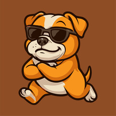 Cool cartoon dog mascot with sunglasses.