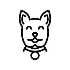 Simple line drawing of a dogs head and collar