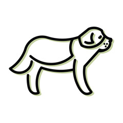 Stylized dog with thick outline standing in profile simplistic design