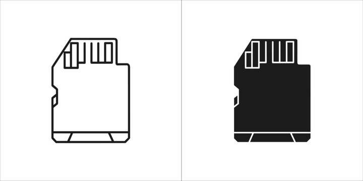 Two micro sd memory cards, one outlined and one solid black