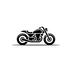 Classic Chopper Bike Silhouette, Vintage Motorcycle, Transportation on Transparent