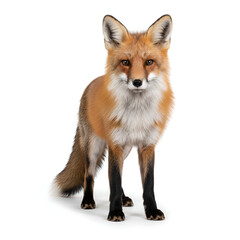 Fototapeta premium Realistic Red Fox on White Background | Full Body, Photorealistic Wildlife Animal in 8K High-Resolution | brown cat on a white background