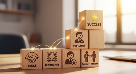 Successful Business Collaboration Corporate Teamwork Icon Symbiosis at Modern Workspace for Presentations and Websites.