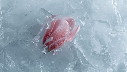 Frozen flower aesthetic wallpaper hd pink tulip trapped in ice crystal background art