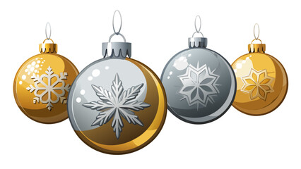 Four festive Christmas ornaments with snowflake and star designs, ready to hang.