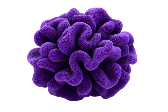 Purple plush shape resembling flower in a black background design for creative projects