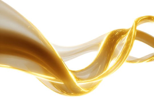 Golden circular wave with transparent flowing ribbon