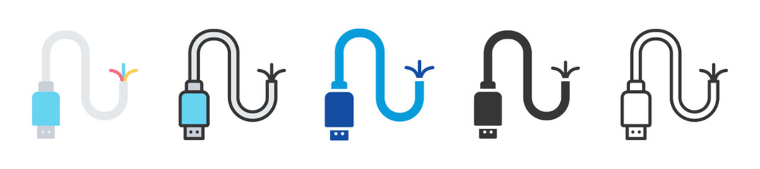 cable icon set multi style various collection