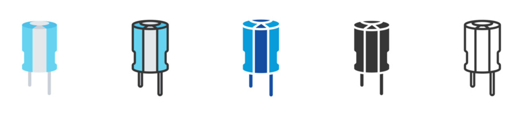 capacitor icon set multi style various collection