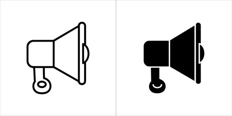 Megaphone icon in outline and solid black