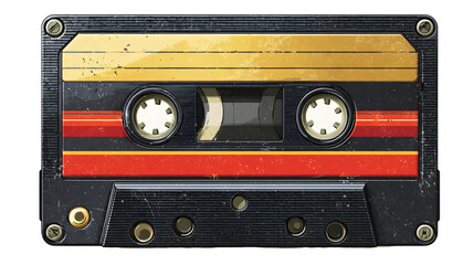 Retro music vibes: classic black cassette tape design for nostalgic themes