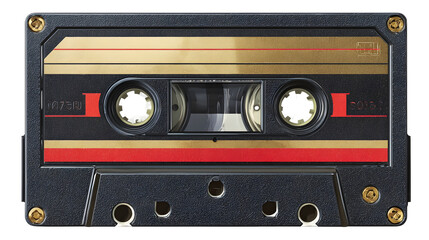 Naklejka premium Classic vintage cassette tape design in black and gold