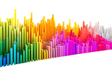 Colorful sound spectrum visualization with rows of rectangular bars on black background