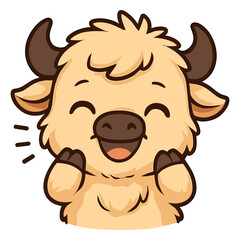 Cartoon buffalo smiles in joyful illustration