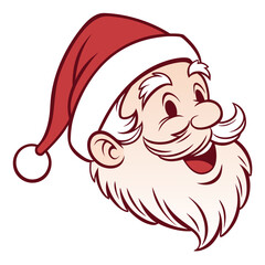 Cartoon santa claus head with red hat