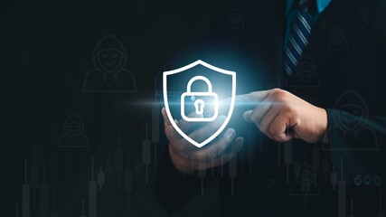 Financial technology, business and investment. Mutual funds for investing in the stock market and digital assets. Businessman analyzes financial data on graphs modern business goal concept.