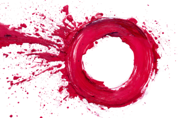 Crimson paint splash in circular motion for artistic design projects