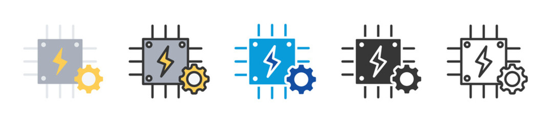 microcontroller icon set multi style various collection