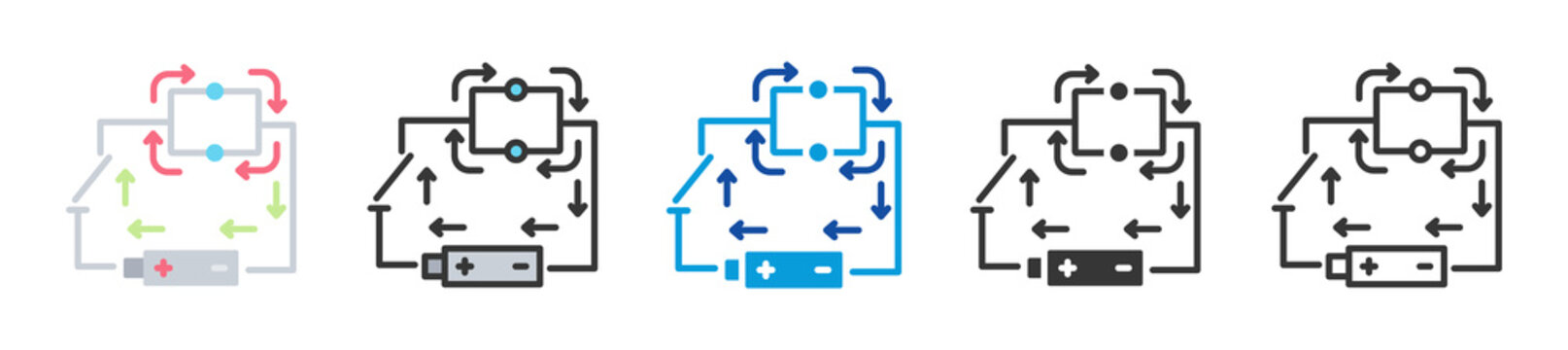 parallel circuit icon set multi style various collection