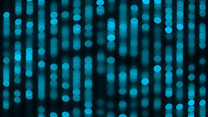 Beautiful blurred applied from softy dark blue bokeh of LED lighting screen on stage. Background for digital data transformation or Sci-Fi mystery concept. 16:9 format.