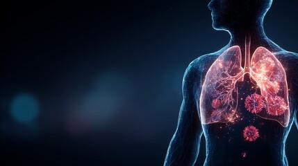 Visual representation of human lungs and the effects of viruses on respiratory health