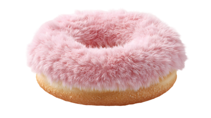 Fluffy donut with soft pink frosting texture for creative design and decoration