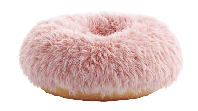 Fluffy donut with soft pink frosting texture for creative concept art