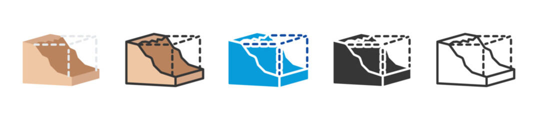 continental shelf icon set multi style various collection