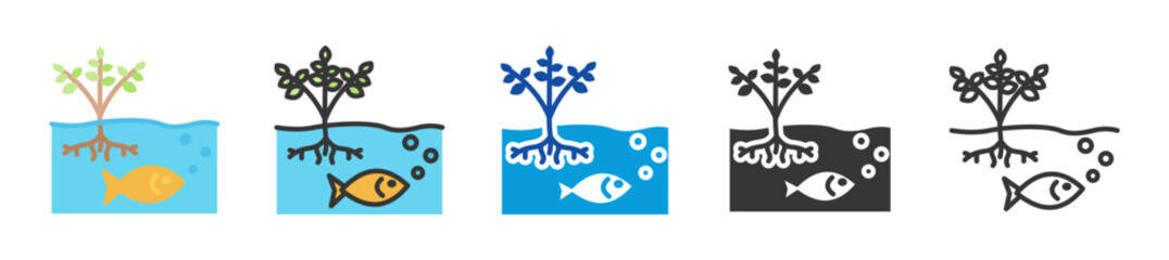 brackish icon set multi style various collection