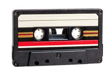 Obraz premium Retro audio cassette tape with black plastic case for music lovers and collectors