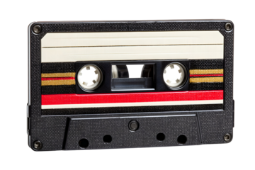Retro audio cassette tape with black plastic case for music lovers and collectors