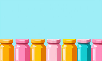 Colorful jars displaying various shades in a bright environment captured in a studio setting emphasizing vibrant design elements