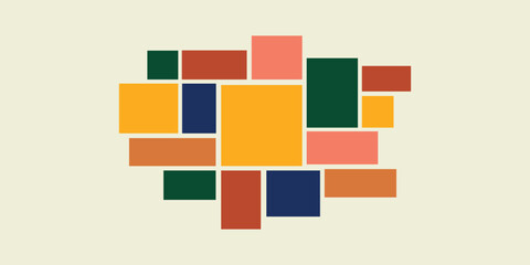 Mood board collage frame mockup. Mosaic mood board grid layout, pastel color montage boarder. modern backgrounds and art prints symbol. vector illustration.