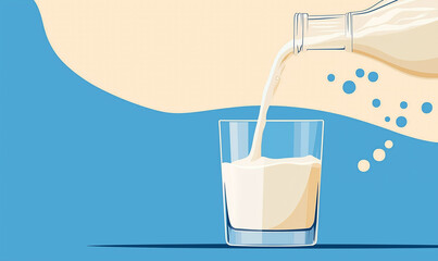 Pouring fresh milk into a glass kitchen digital illustration calm atmosphere close-up view dairy nutrition concept