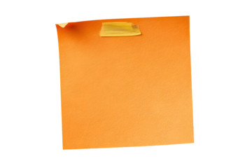 Square orange paper note with piece of tape for reminders and memos