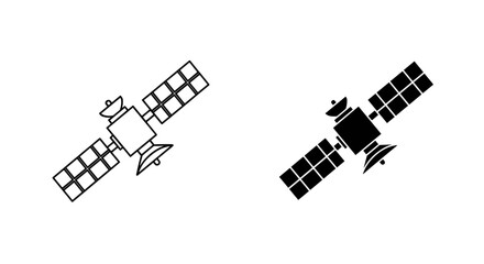 Outline and filled black icon of a satellite © mdbayjid