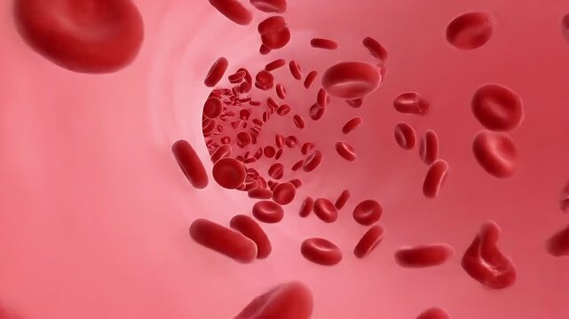 Red Blood Cells Flowing in Blood Vessel 3D Animation