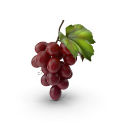 3D Render of Red Grapes Bunch with Transparent Background