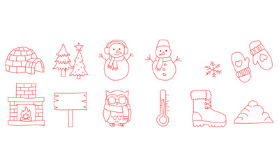 Winter Holiday Doodle Clipart Bundle | Christmas Hand Drawn Vector Illustrations