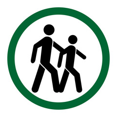 Parent and Child Safety Icon: Family Walking Graphic
​Vector Symbol for School Zone and Child Supervision
​Intergenerational Relationship: Adult and Kid Figures
