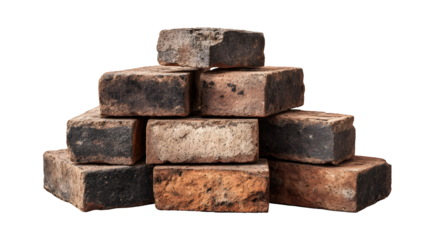 Vintage clay bricks with weathered edges for rustic design and construction projects
