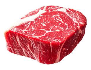 Angled Side View of Raw Beef Steak with Rich Red Color, Culinary Ingredient Concept, Isolated on Transparent Background PNG