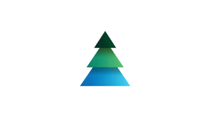 A minimalist vector icon of a Christmas tree, formed by a stack of three simple triangles. Sleek, abstract, isolated on white background.