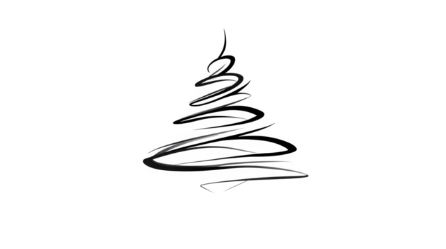 A minimalist vector icon of a Christmas tree, formed by a single continuous line. Sleek, abstract, isolated on white background.